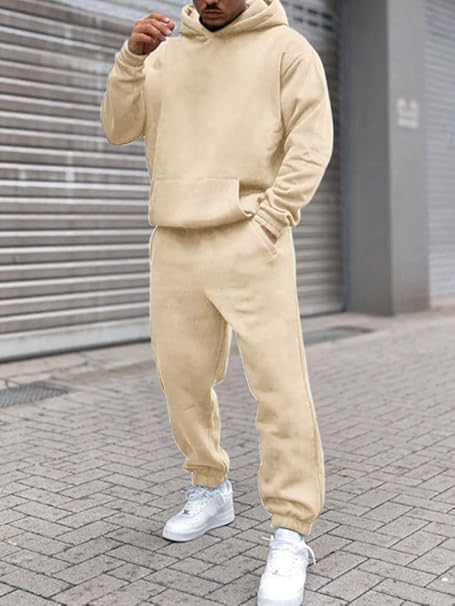 Survêtement Homme Ensemble Jogging Sweats À Capuche Et Sport Pantalons Automne Hiver Couleur Unie